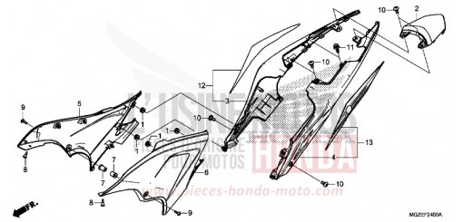 SEITENABDECKUNG/WINDLAUF, HINTEN CB500FAE de 2014